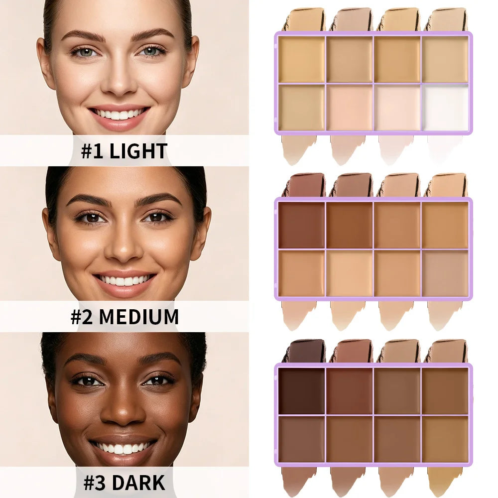 8-Shade Full Coverage Cream Concealer and Contour Palette - 2
