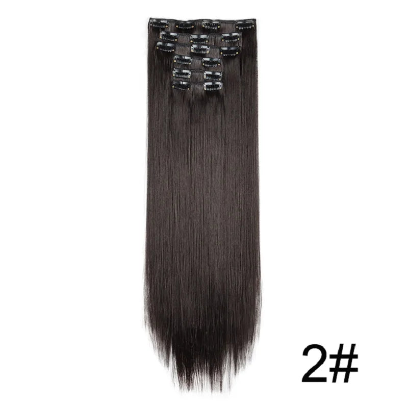 24-Inch Long Straight Clip-In Hair Extensions for Women