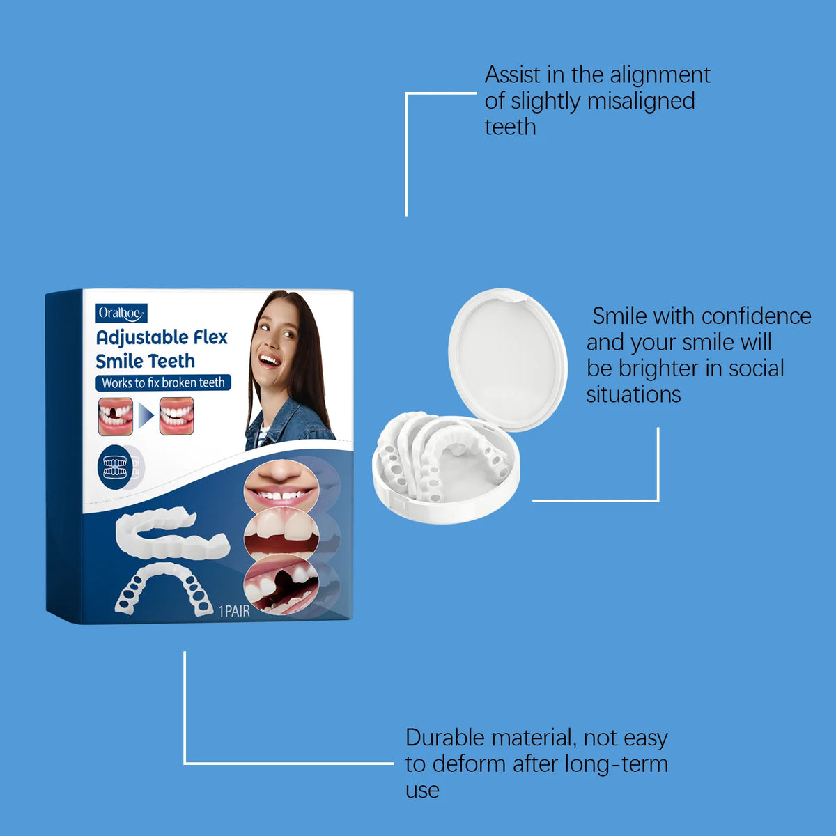 Adjustable Snap-On Silicone Dentures for Instant Smile Repair