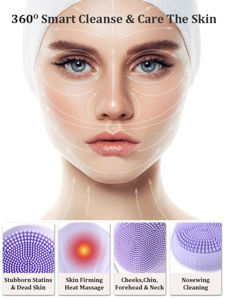 Electric Sonic Facial Cleansing Brush for Deep Pore Exfoliation and Massage