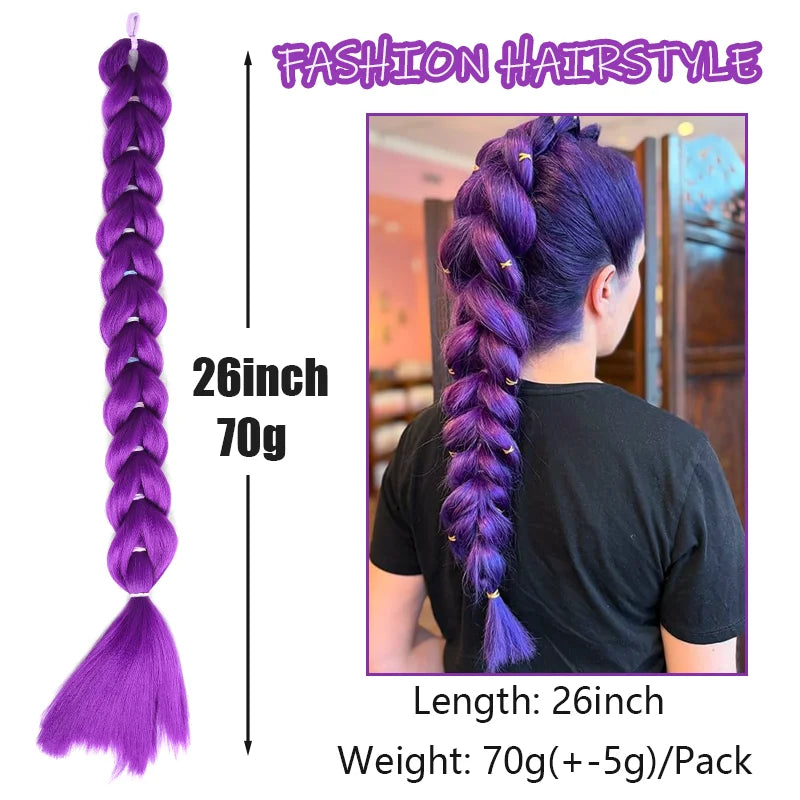 26 Inch Jumbo Purple Braiding Hair Extensions - 10