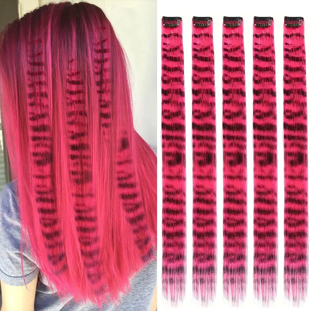 Stripe Printed Clip-in Hair Extensions for Parties