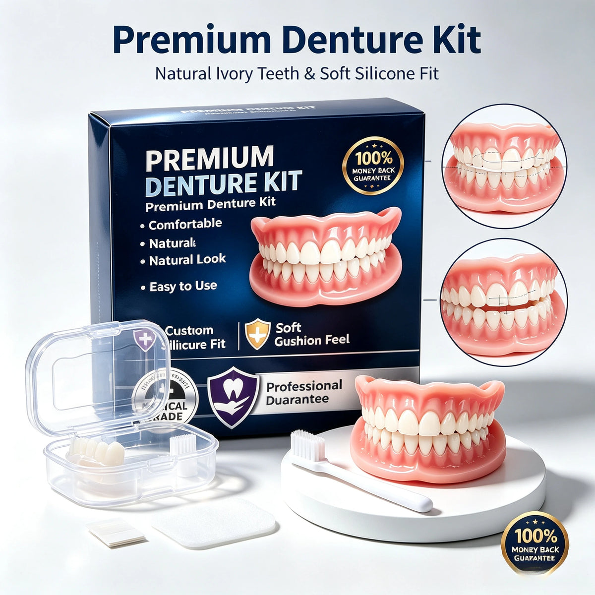 Temporary Silicone Cosmetic Teeth Kit for Natural Smile