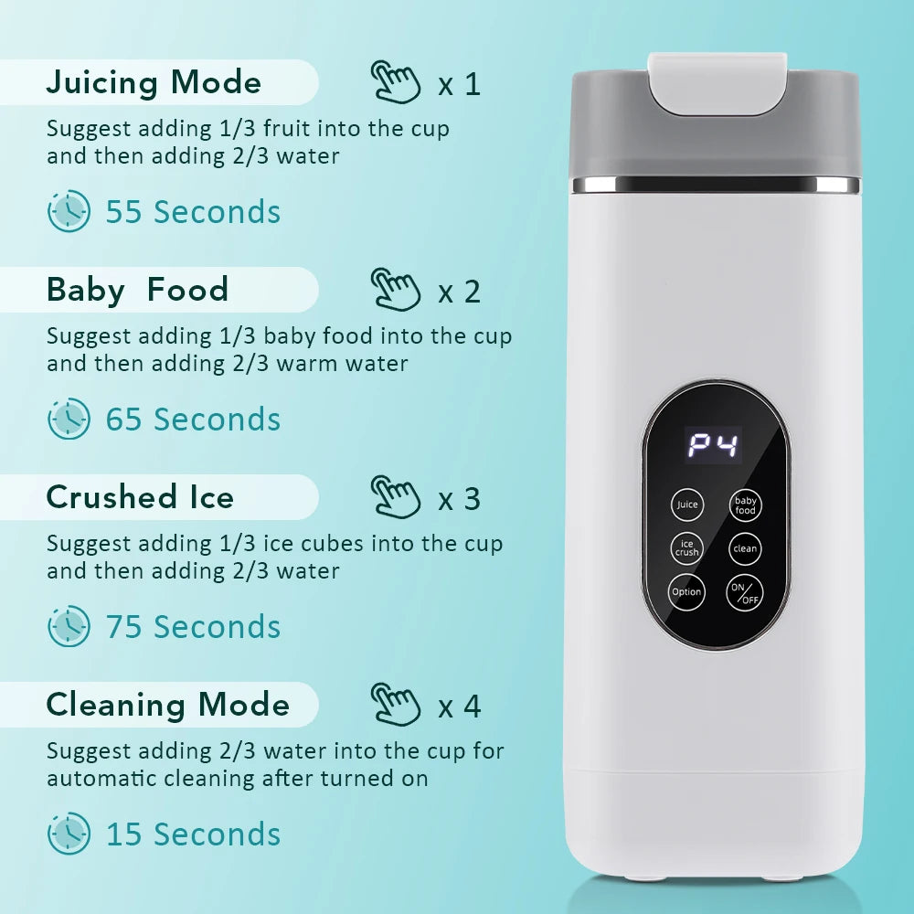 Portable 12-Blade Electric Juicer Cup with Digital Display - 5
