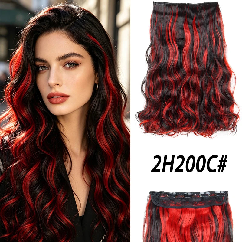 18-Inch Curly Clip-In Hair Extensions with Highlights