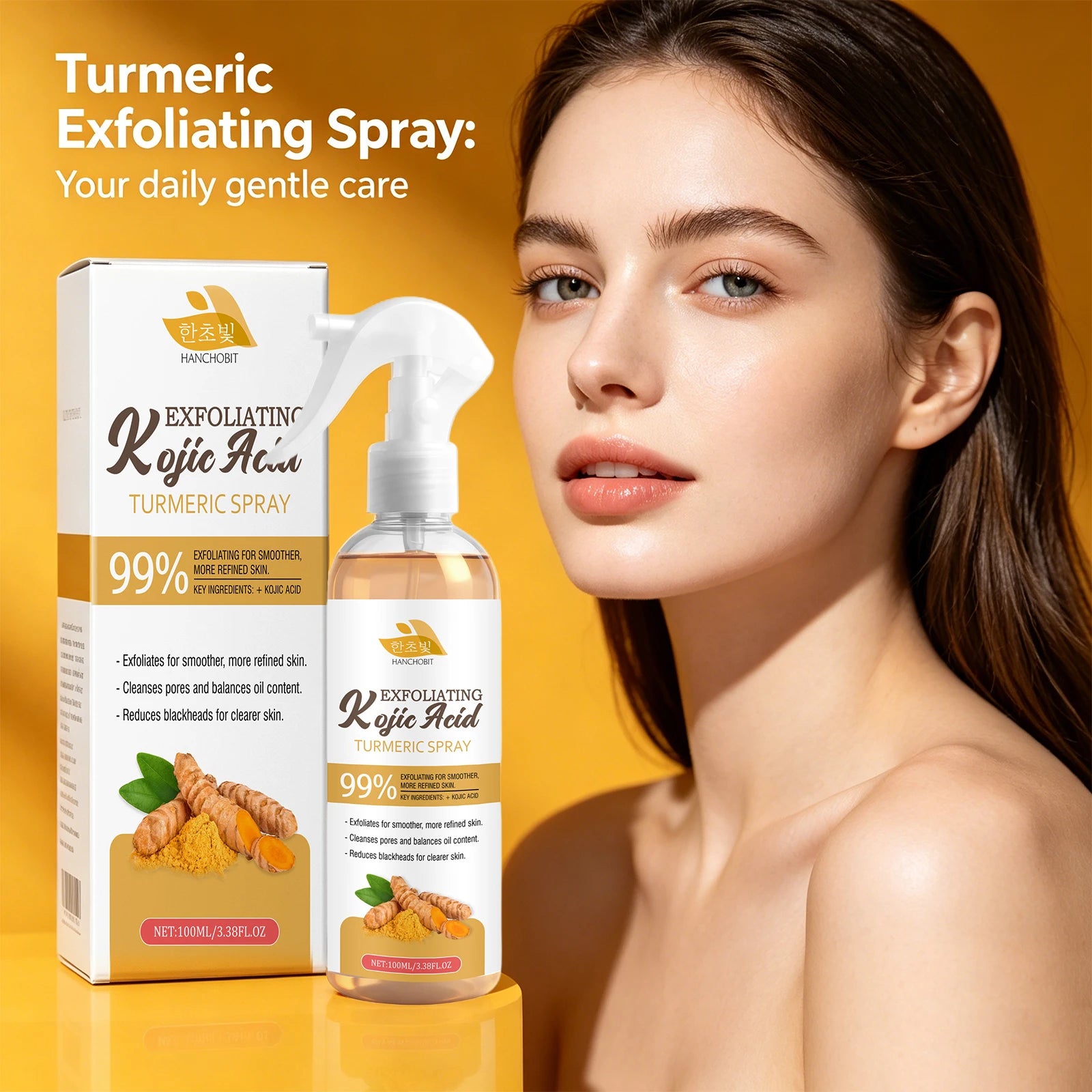 Kojic Acid Turmeric Exfoliating Facial Spray for Radiant Skin - 1