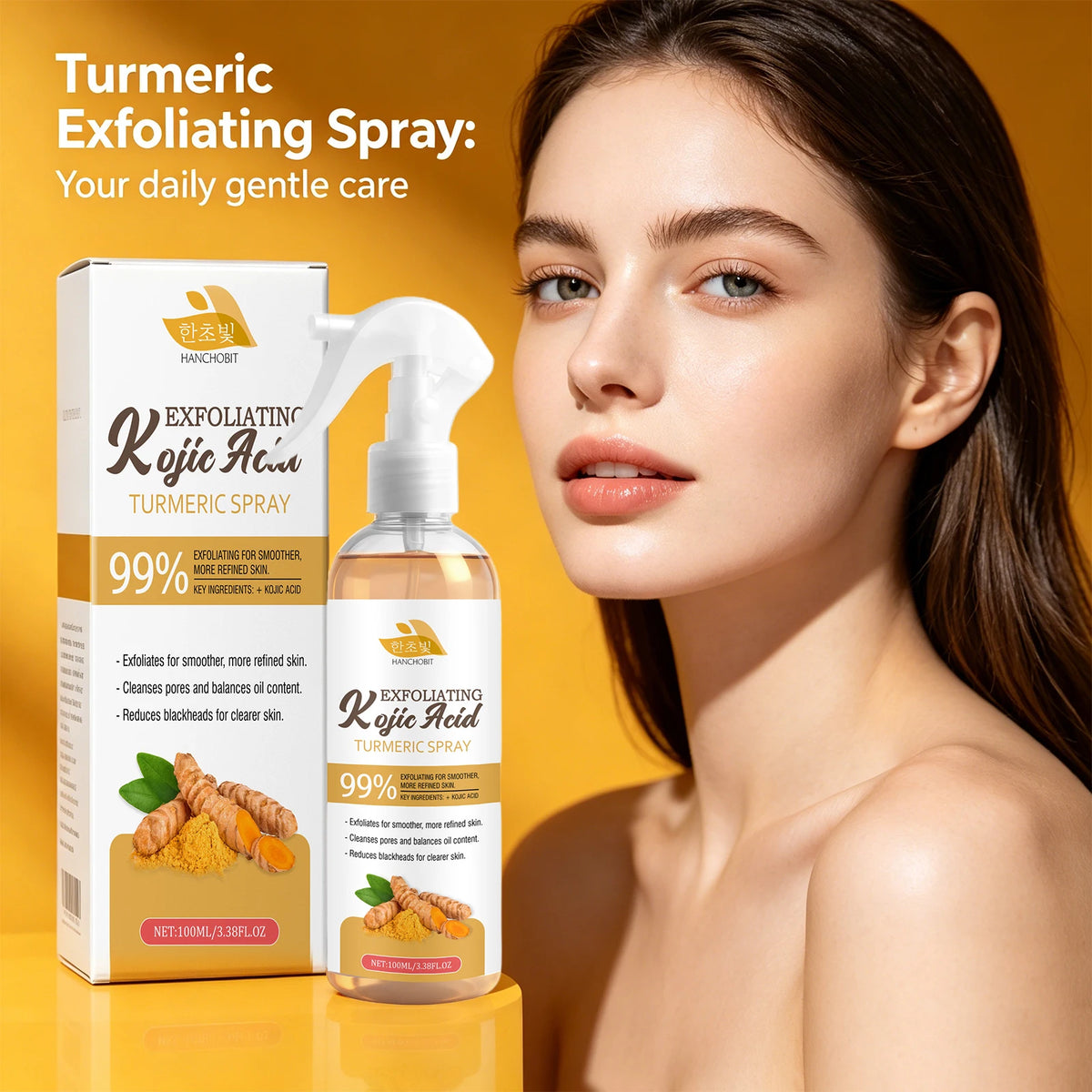 Kojic Acid Turmeric Exfoliating Facial Spray for Radiant Skin