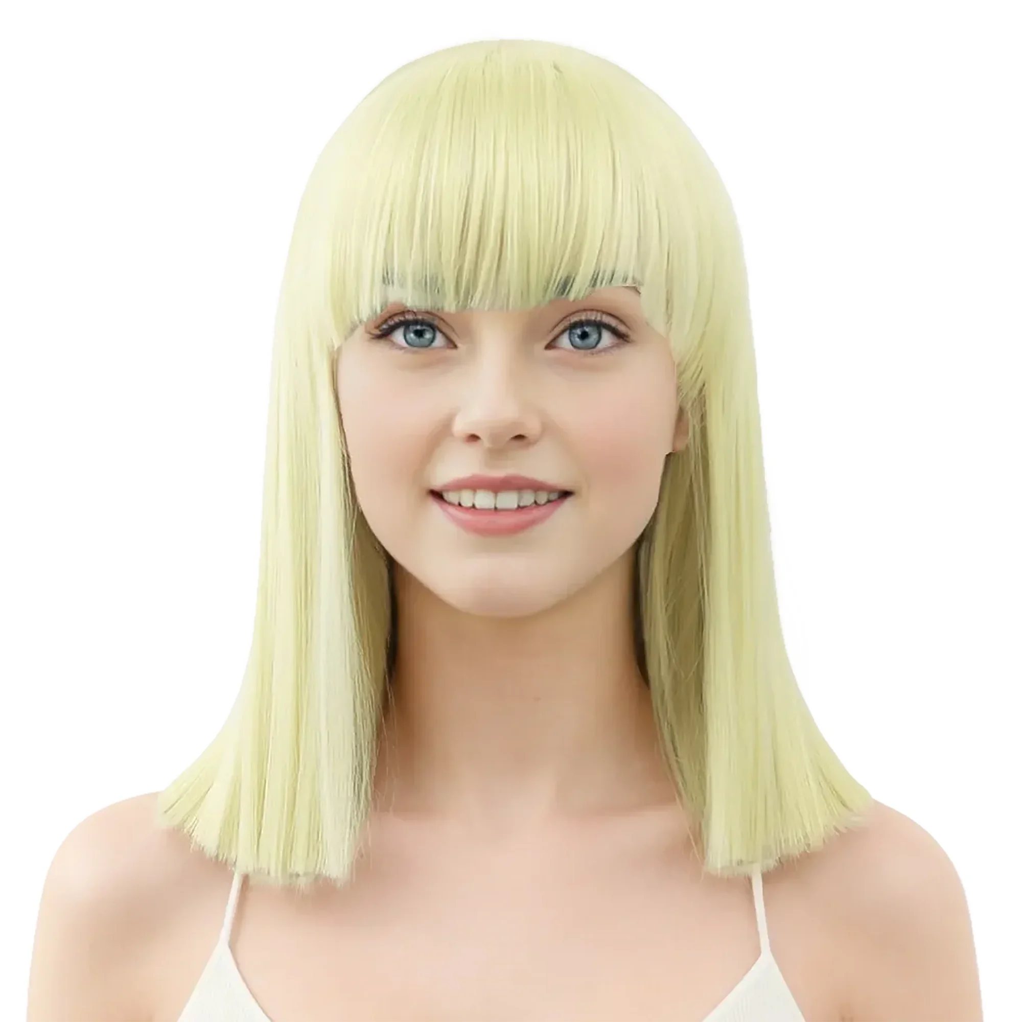 Short Straight Synthetic Hair Wig with Bangs for Daily and Party Use - 11