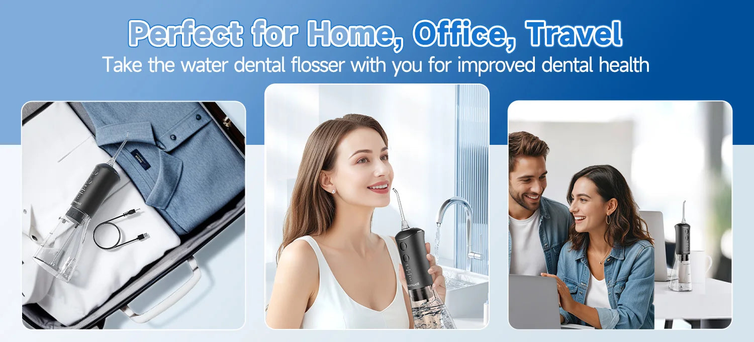 Portable Rechargeable Oral Irrigator with 300ML Water Tank for Dental Care - 14
