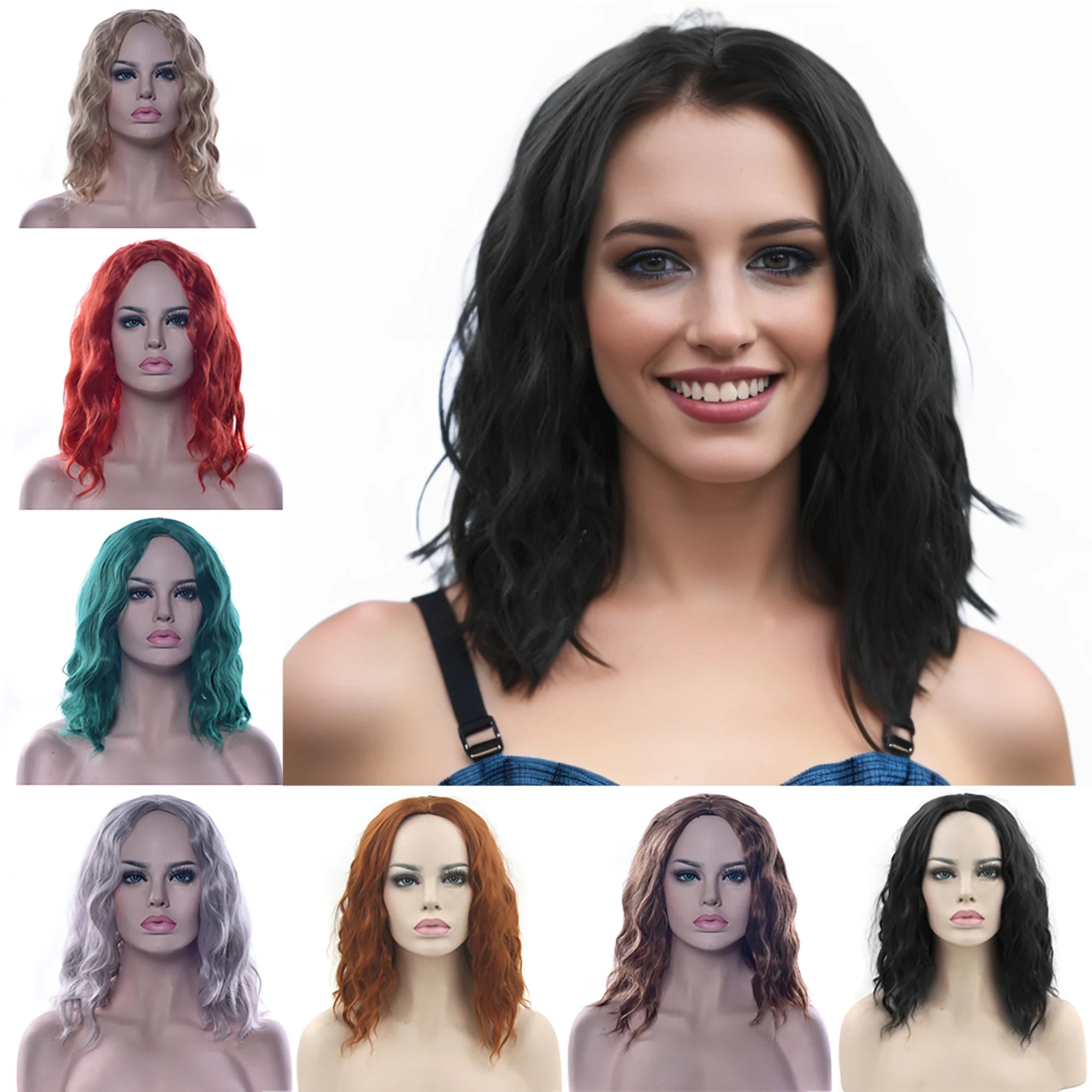 Short Curly Bob Wig for Daily Wear or Cosplay - 1