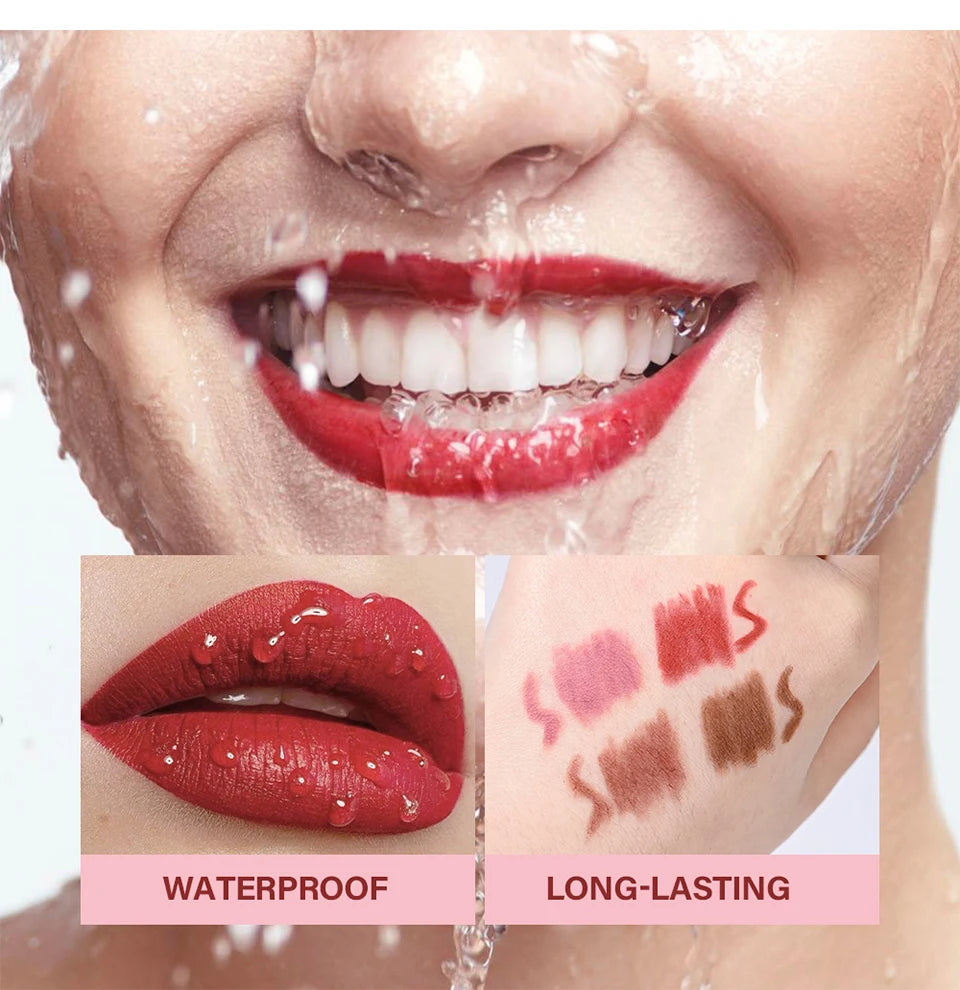 Waterproof Matte Lip Liner Pencil Set for Long-Lasting Defined Lips - 12