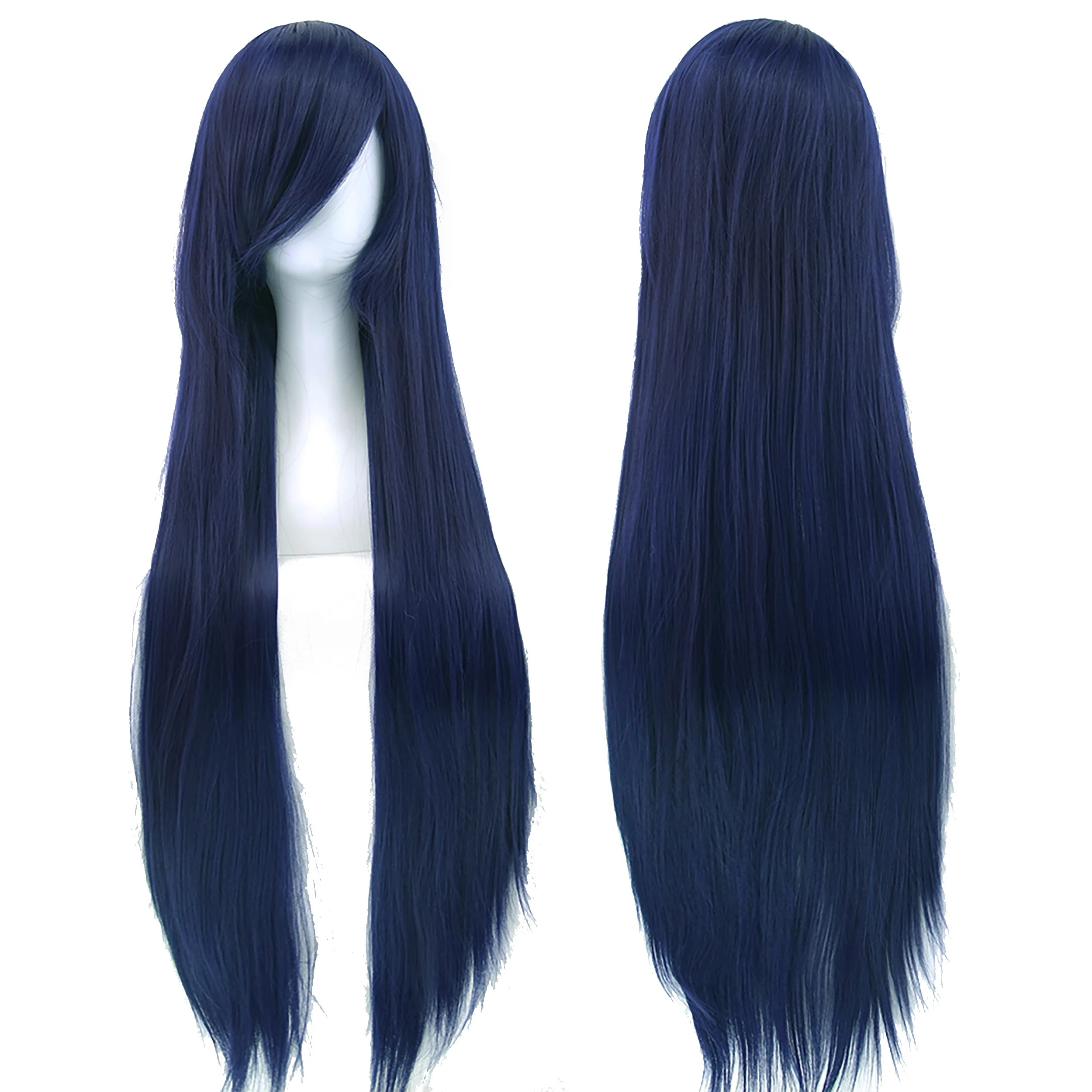Long Straight Navy Blue Cosplay Wig for Anime Costumes and Halloween - 2