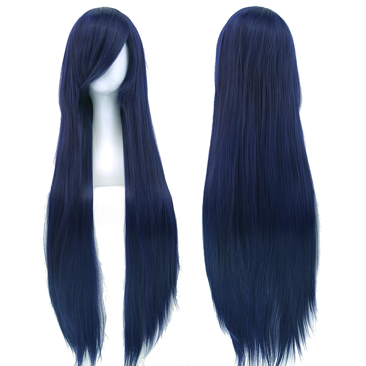 Long Straight Navy Blue Cosplay Wig for Anime Costumes and Halloween