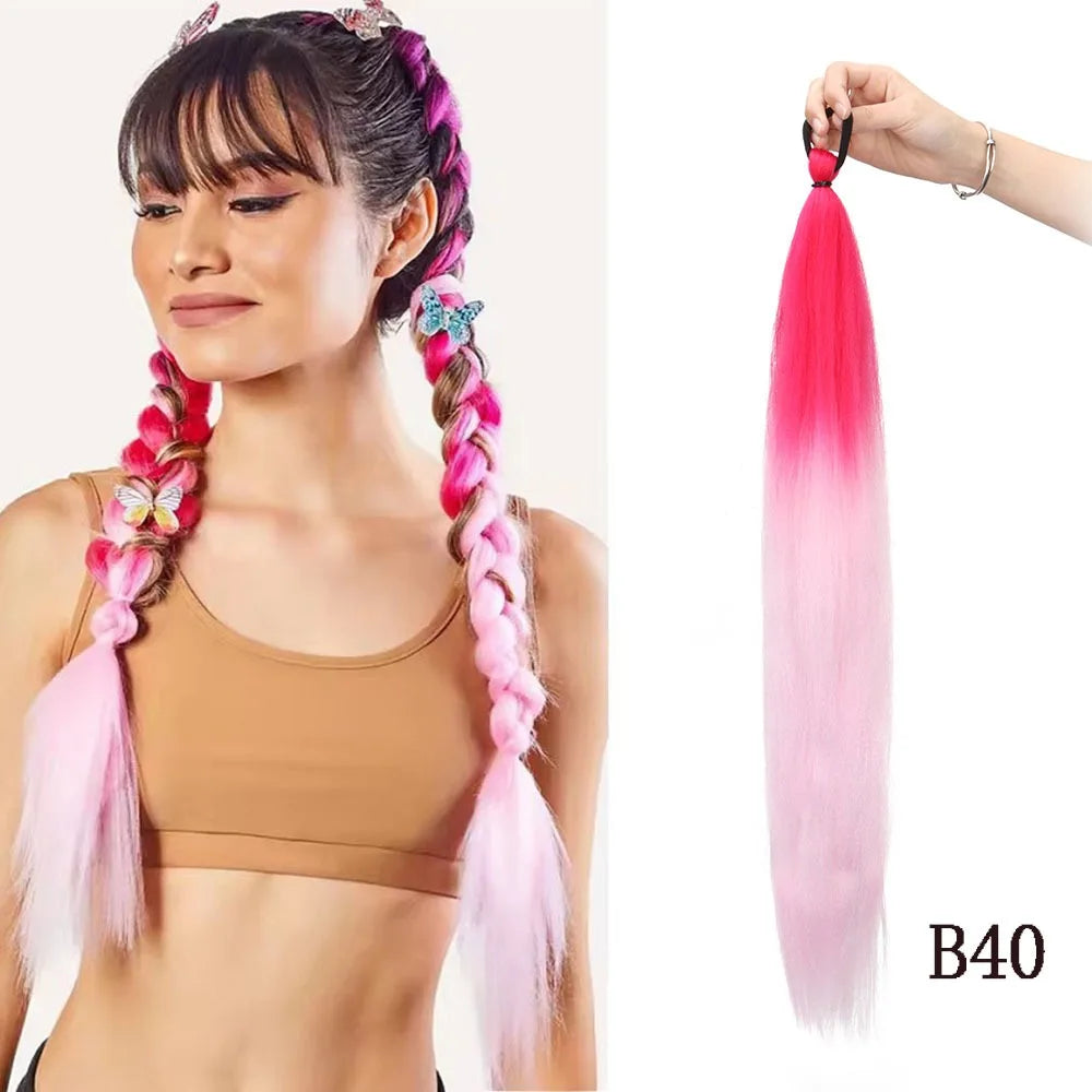 26-Inch Colorful Synthetic Braided Ponytail Extension - 11