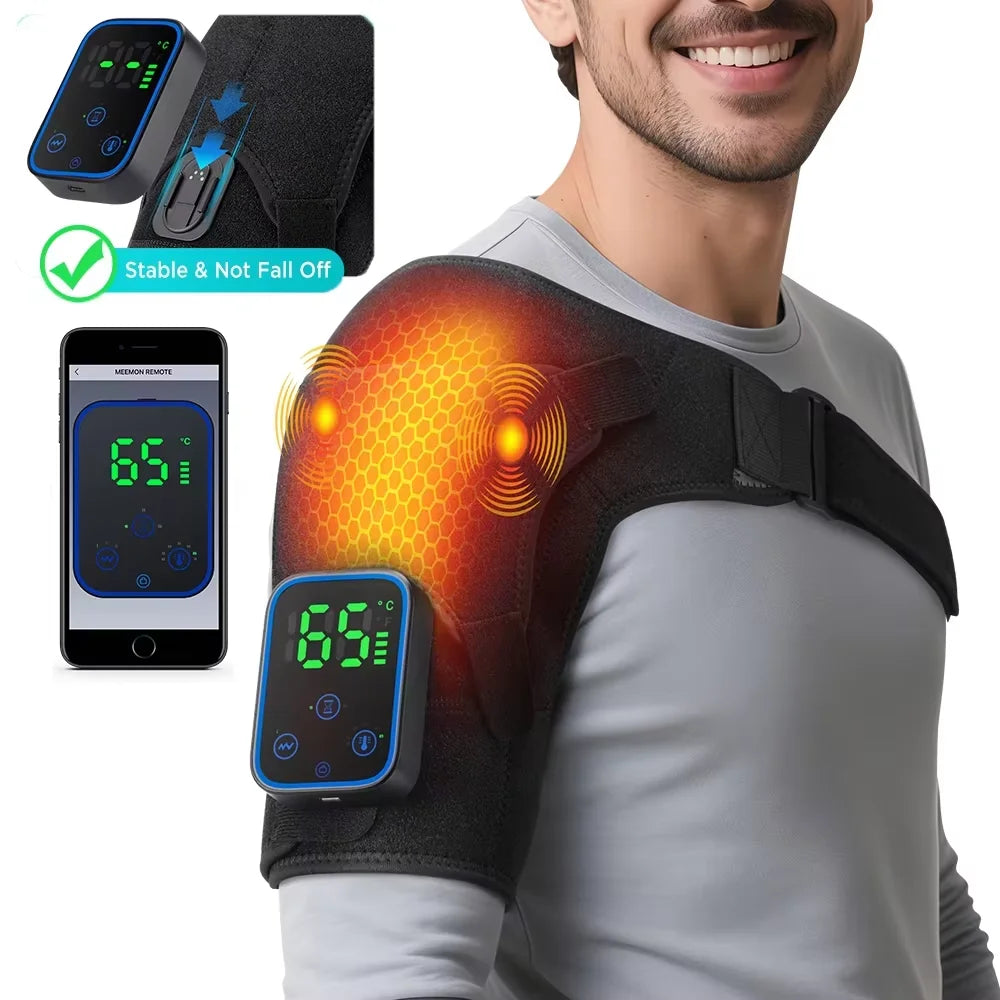 Cordless Heated Shoulder Massage Brace with App Control and Vibration