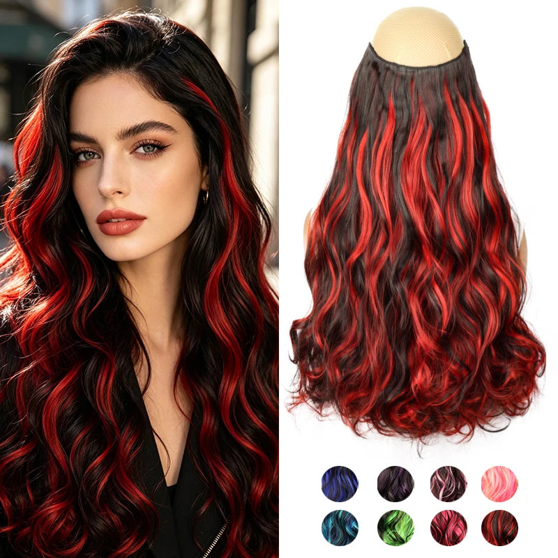 18-Inch Curly Clip-In Hair Extensions with Highlights