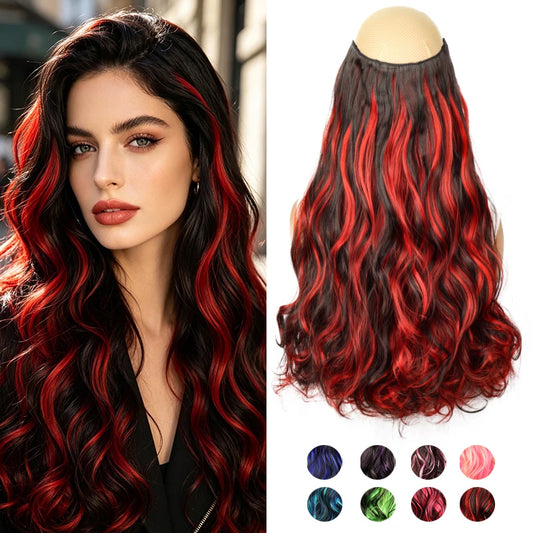 18-Inch Curly Clip-In Hair Extensions with Highlights