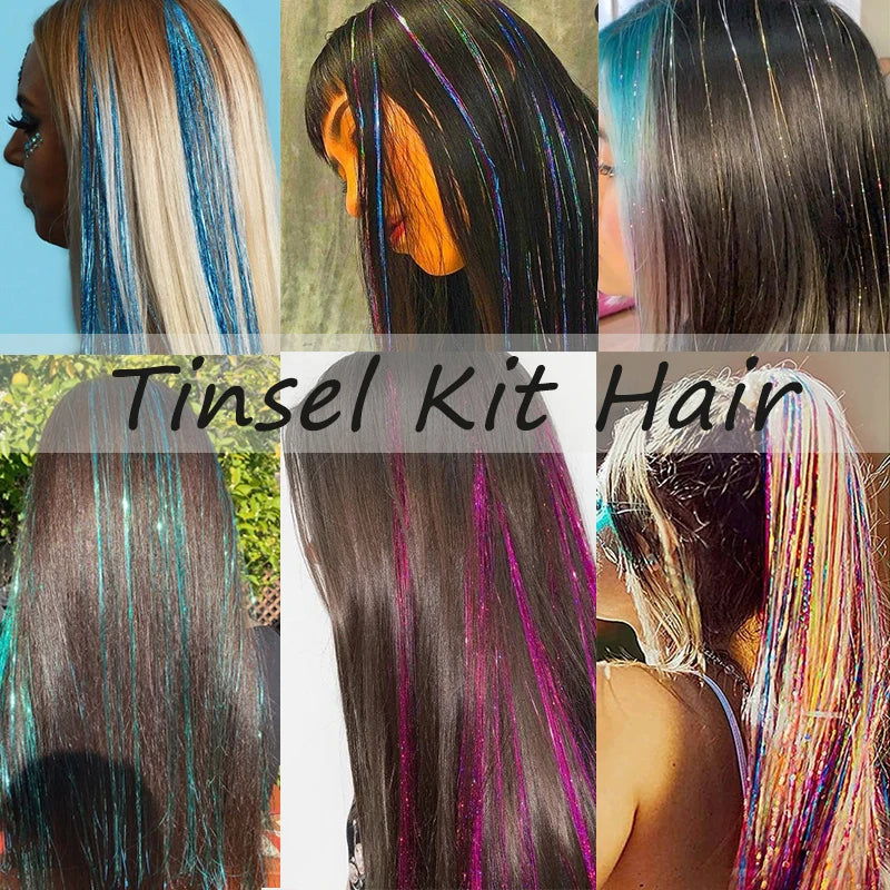 Colorful Fairy Tinsel Hair Extensions for Sparkly Party Hairstyles - 6