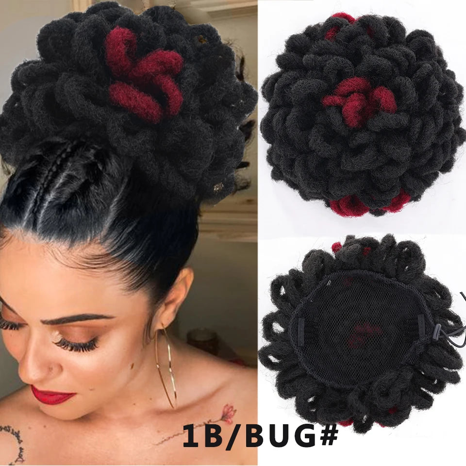 Synthetic Dreadlock Afro Puff Drawstring Ponytail Bun - 11