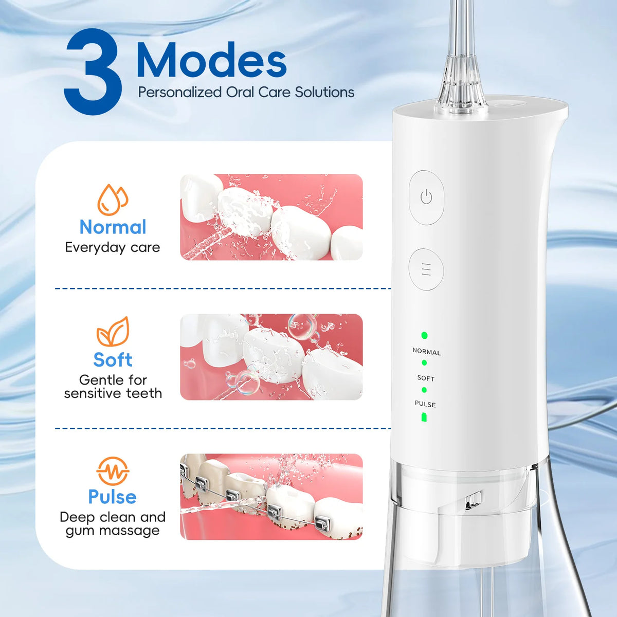 Portable Rechargeable Electric Water Flosser for Teeth Deep Cleaning
