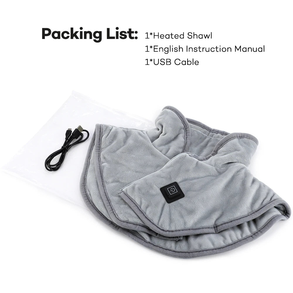 USB Powered Heated Shoulder and Neck Shawl with 3 Adjustable Temperatures - 18