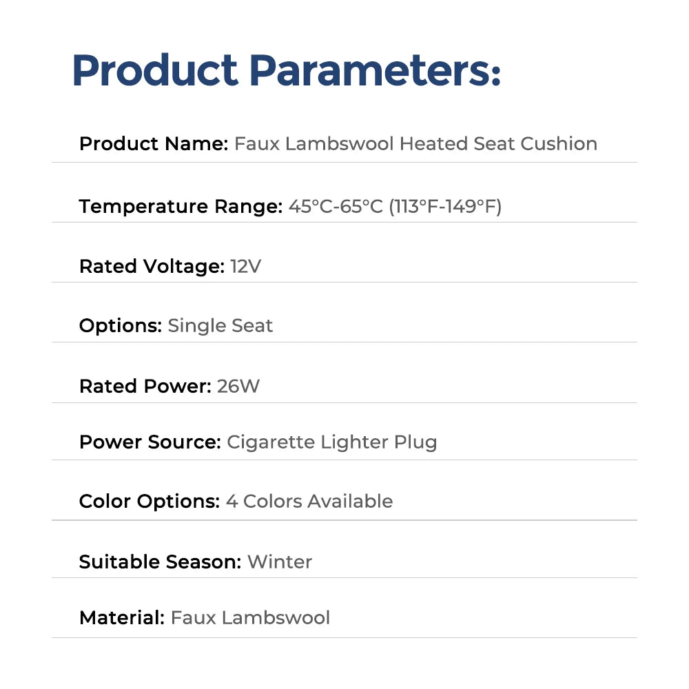 Heated Lambswool Car Seat Cushion for Cold Winter Commutes and Travel