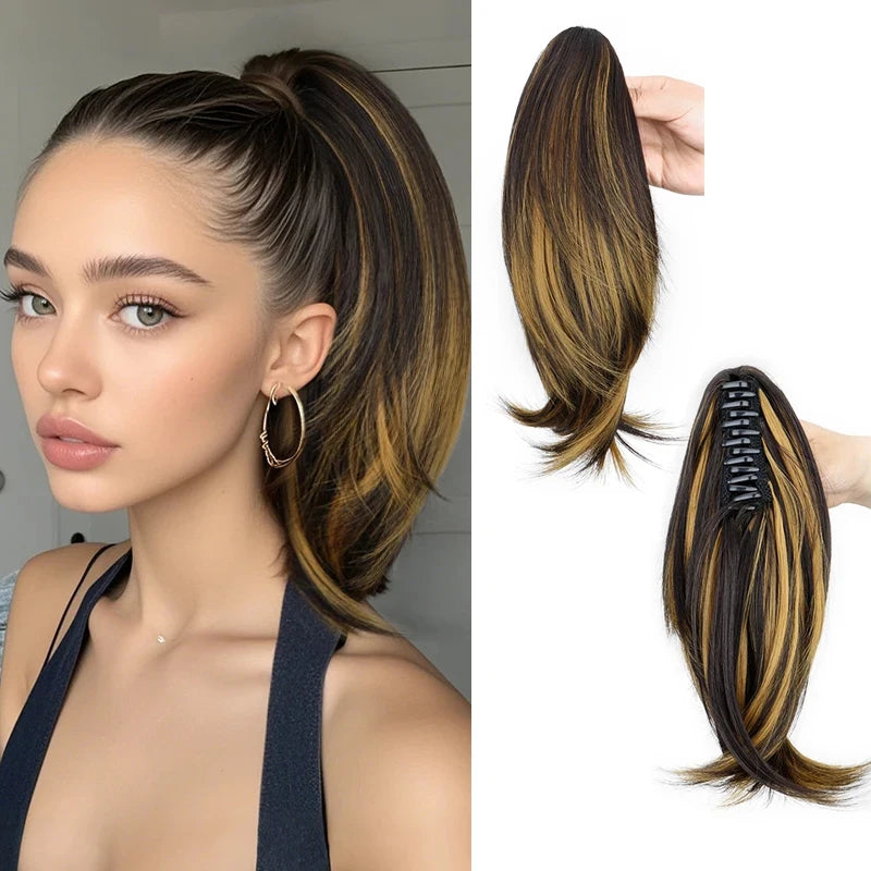 Short Synthetic Claw Clip Ponytail Extension for Natural Voluminous Hair - 1