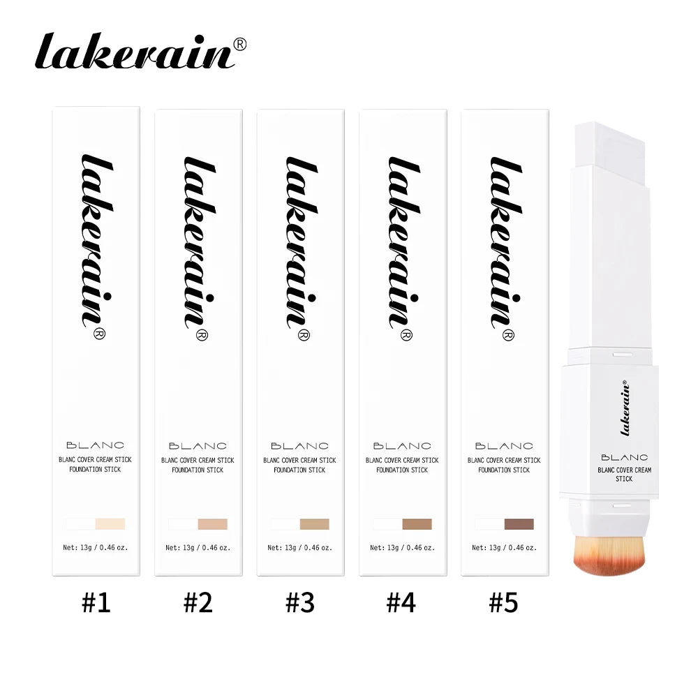 Dual-Ended Waterproof Foundation and Concealer Stick with Built-in Brush