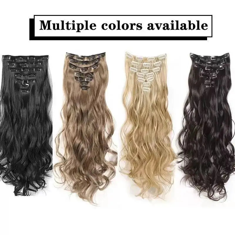 22 Inch Deep Wave Clip-In Hair Extensions Full Head Set - 4