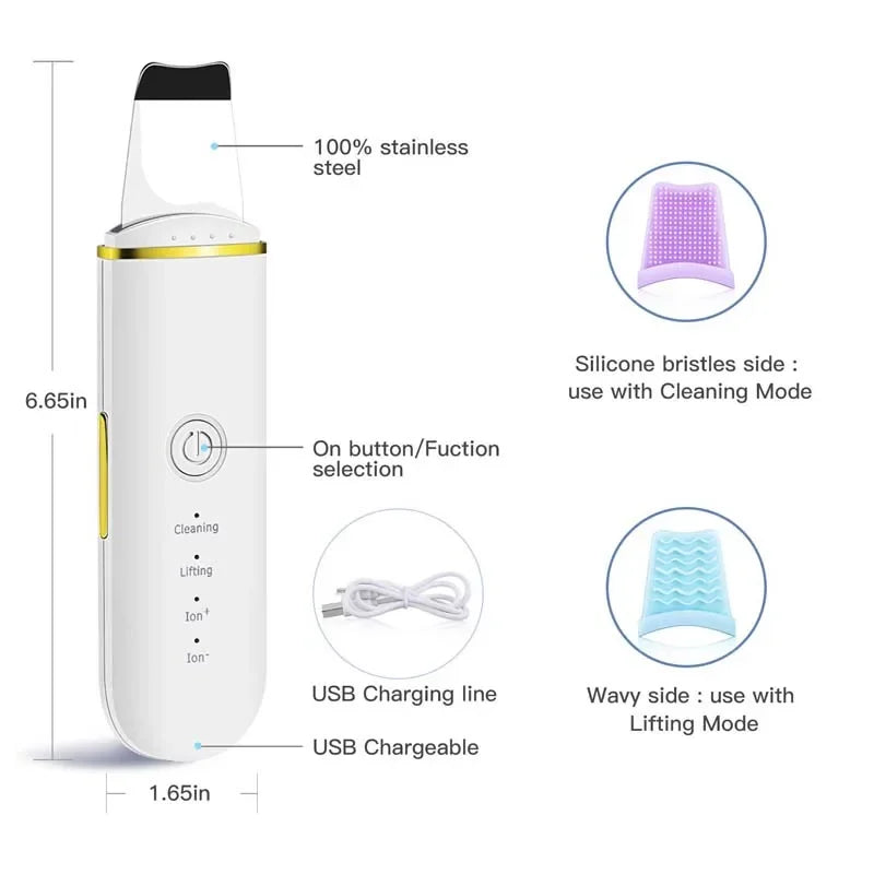 Ultrasonic Skin Scrubber Face Spatula for Deep Cleansing and Pore Care - 6