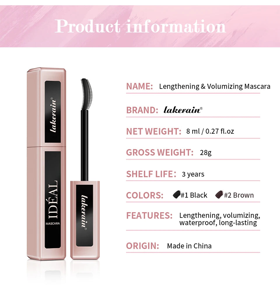 Waterproof Lengthening and Volumizing Mascara for Long Lasting Defined Lashes