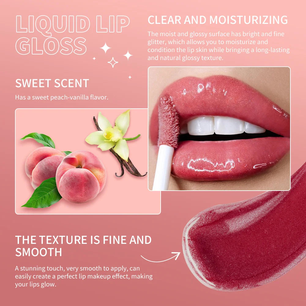 Hydrating Liquid Lip Gloss with Shimmer for Plump and Moisturized Lips - 6