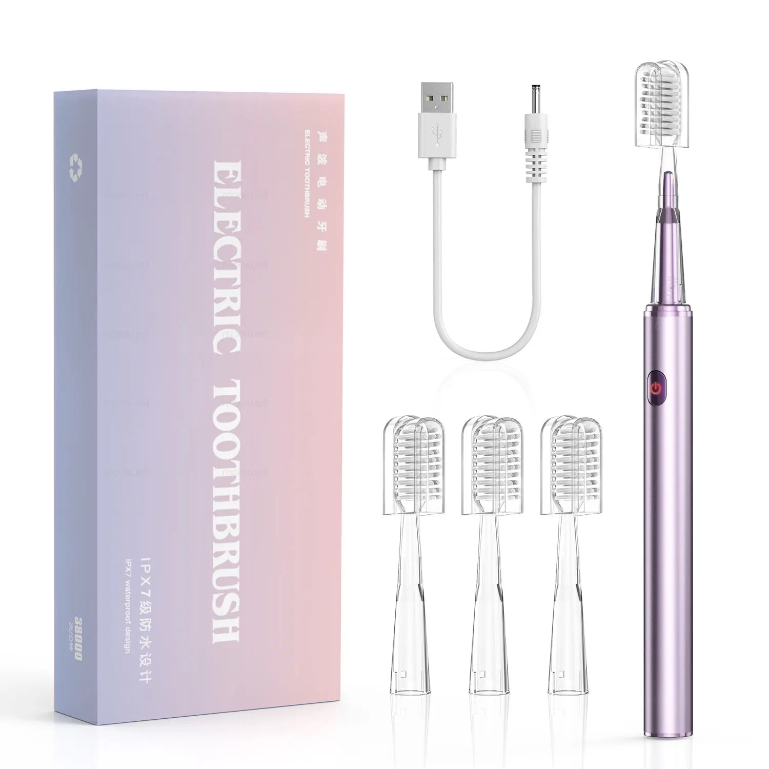 Rechargeable Acoustic Sonic Electric Toothbrush with 4 Replacement Heads - 14