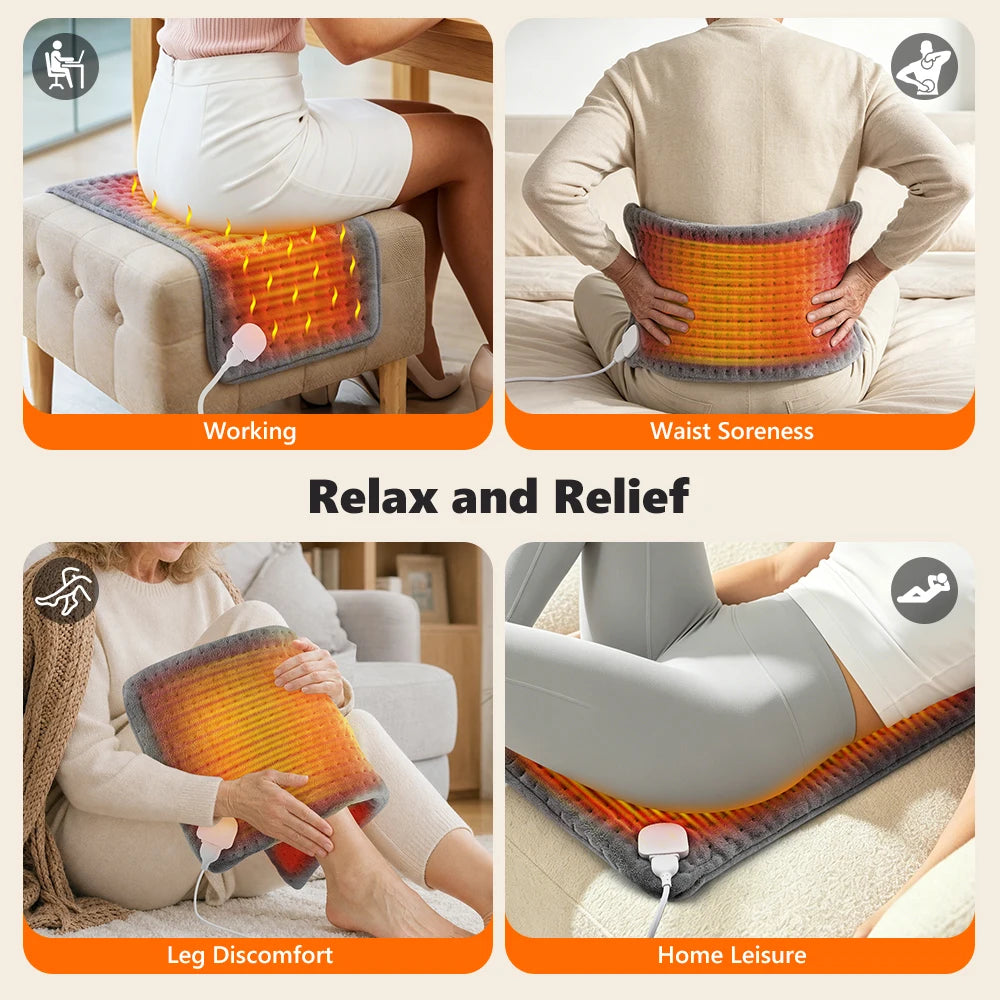 Electric Flannel Heating Pad for Back Pain and Muscle Relief