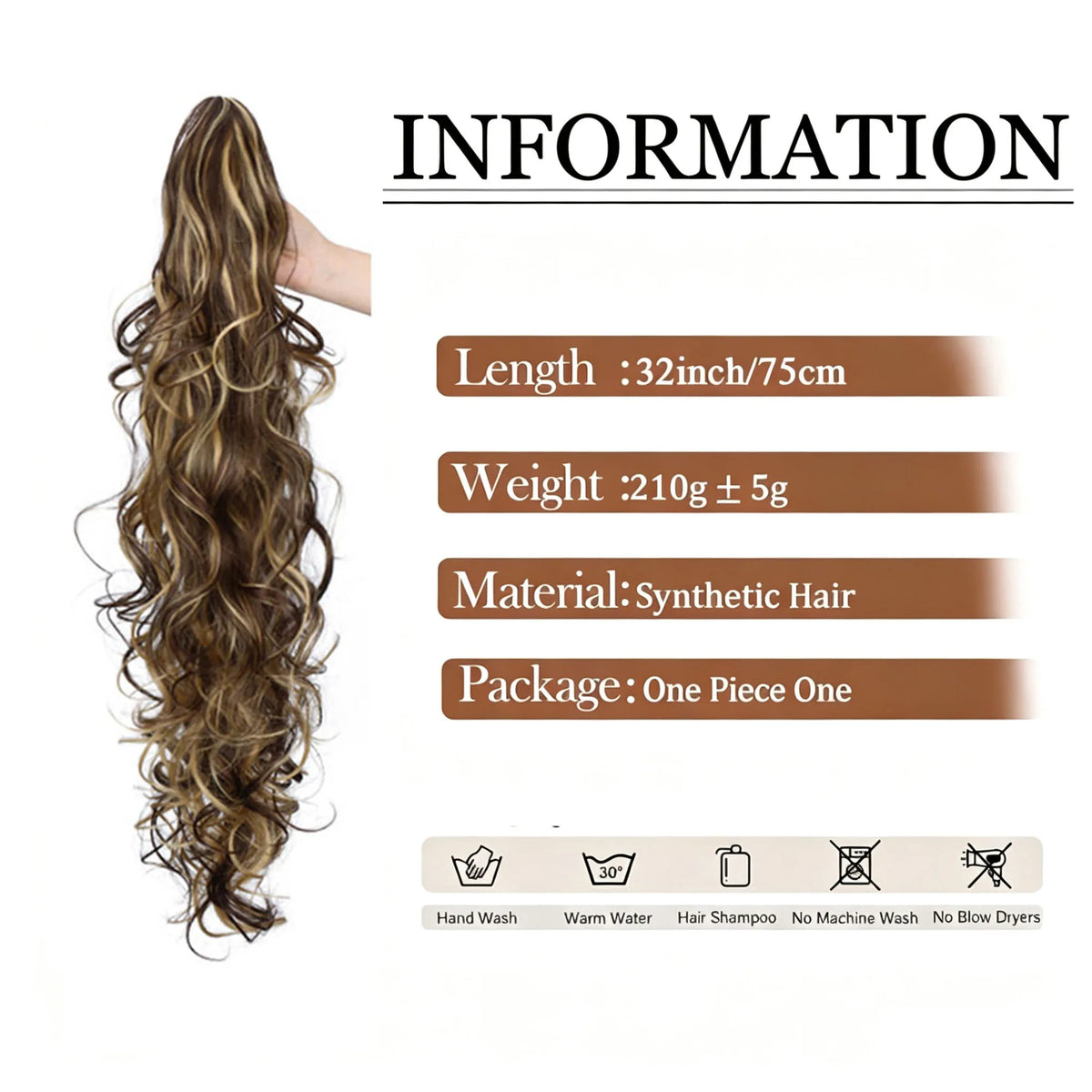 Long Curly Wavy Claw Clip Ponytail Hair Extension for Instant Volume