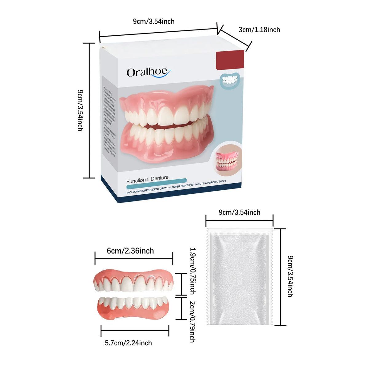 Soft Silicone Denture Kit for Tooth Gap Repair and Natural Smile Restoration