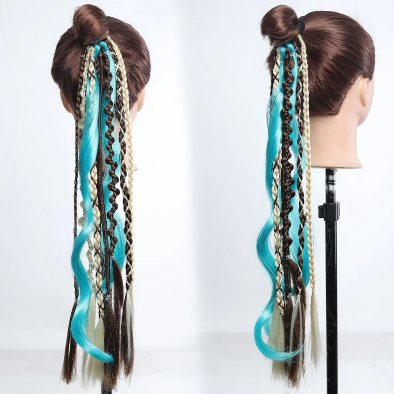 Colorful Ombre Braided Ponytail Extension for Cosplay and Parties - 5