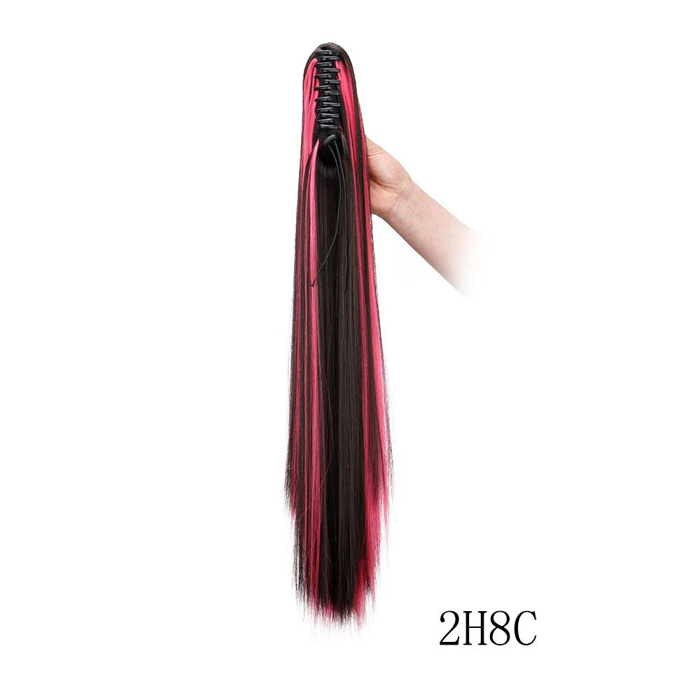 24-Inch Long Straight Claw Clip Ponytail Hair Extension - 10