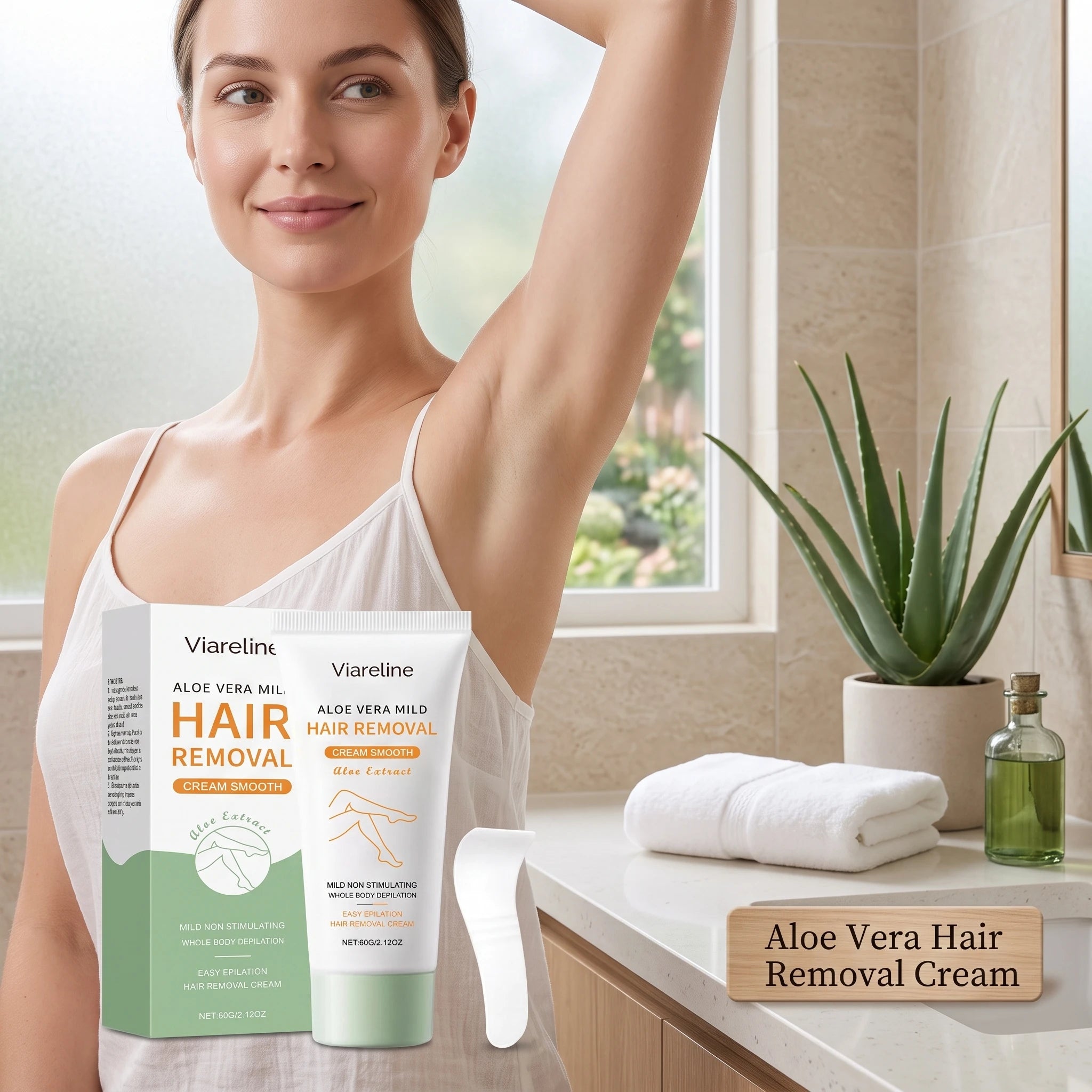 Aloe Vera Painless Hair Removal Cream for Smooth Whole Body Skin - 6
