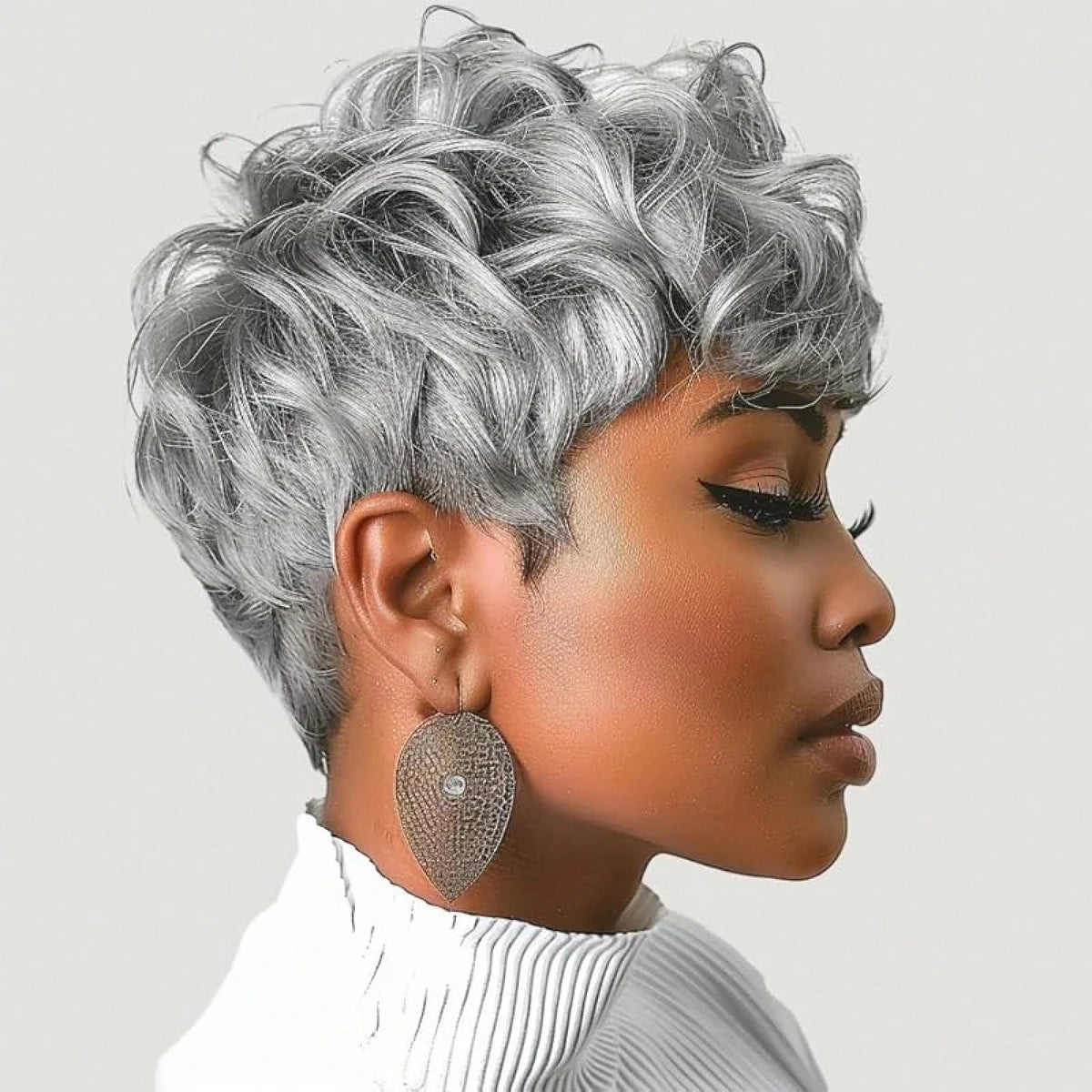 Short Curly Pixie Cut Wig for Daily Wear - 9