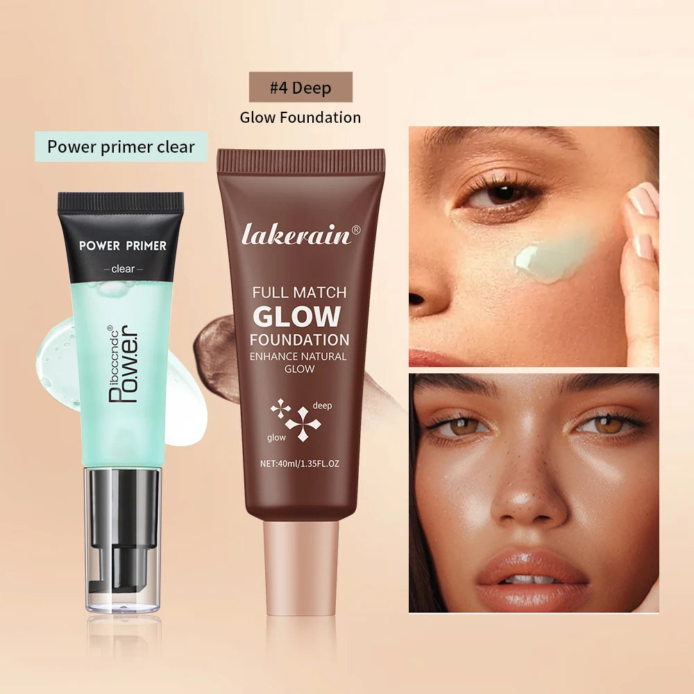 Hydrating Makeup Primer and Glow Foundation Set for Radiant Skin