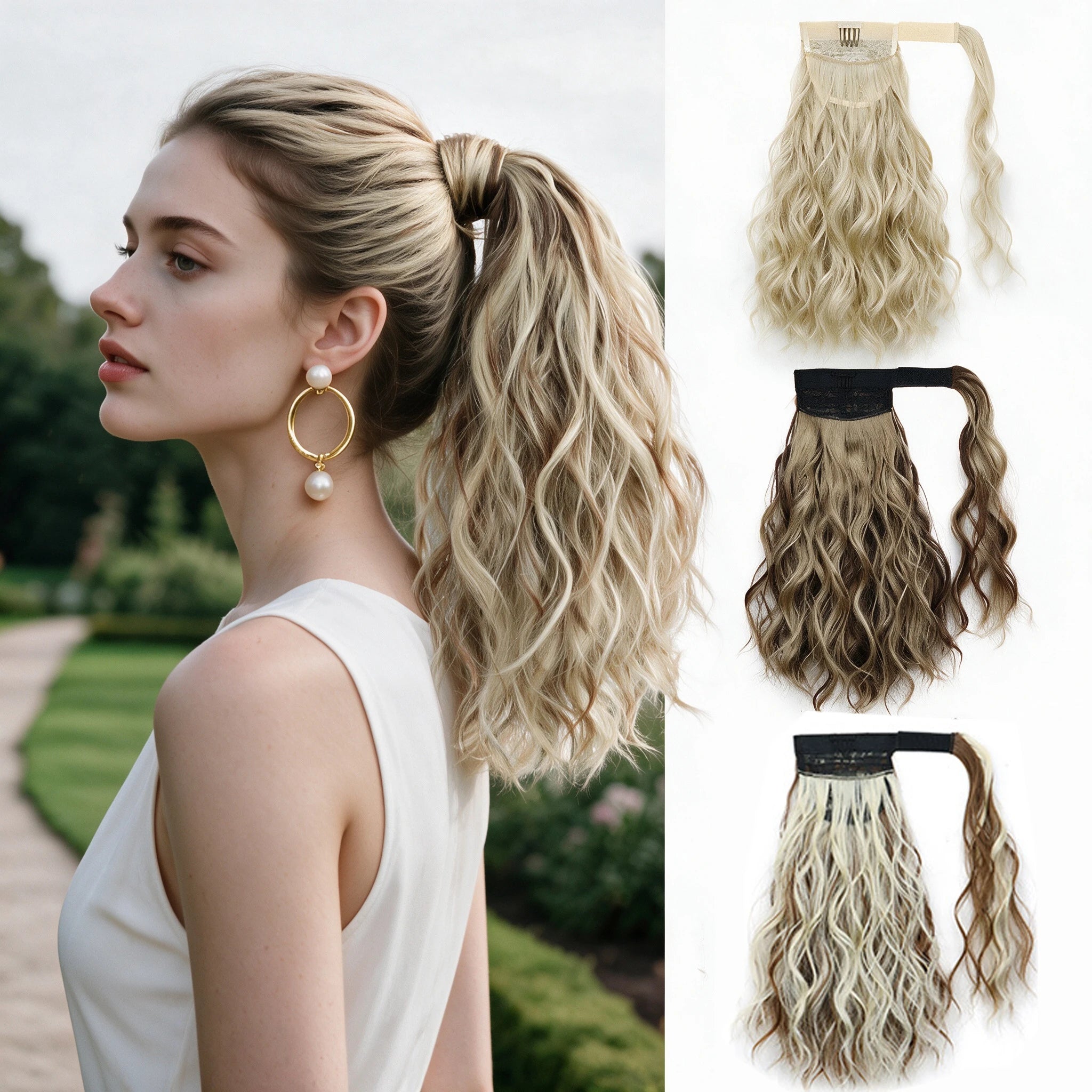 Short Curly Water Ripple Ponytail Hair Extension for Instant Volume - 1