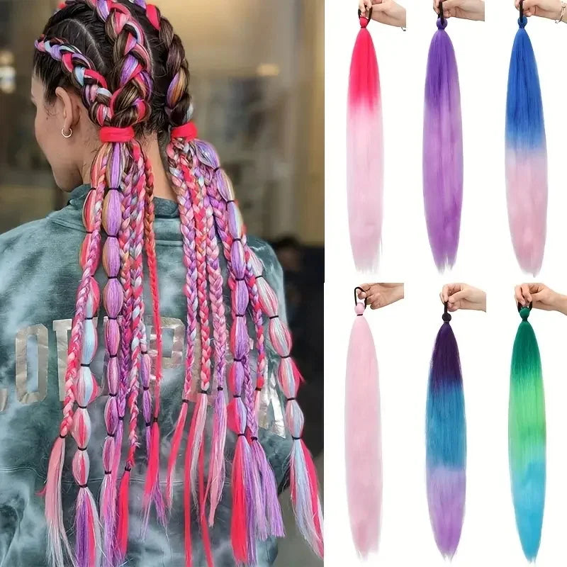 Synthetic Ombre Braided Ponytail Hair Extension for Women