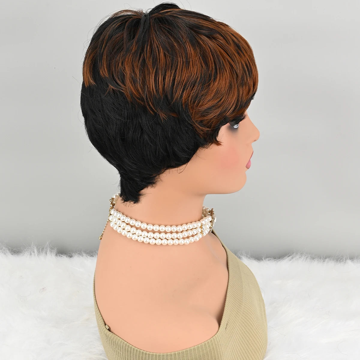 Short Curly Pixie Cut Synthetic Wig with Bangs