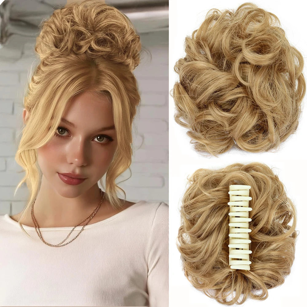 Messy Wavy Bun Hair Extension with Claw Clip for Instant Volume - 10
