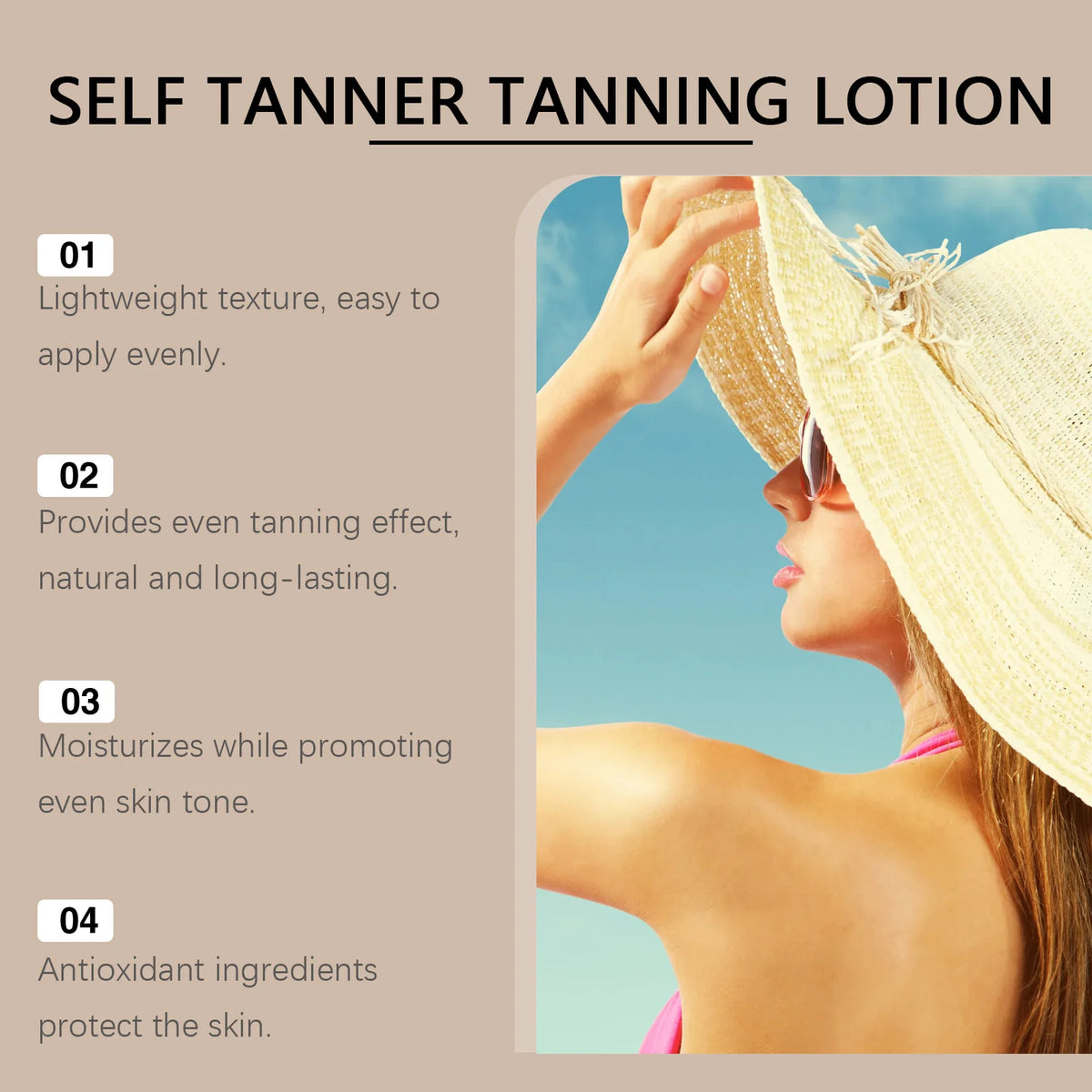 Gradual Sunless Tanning Lotion for a Natural Bronze Glow