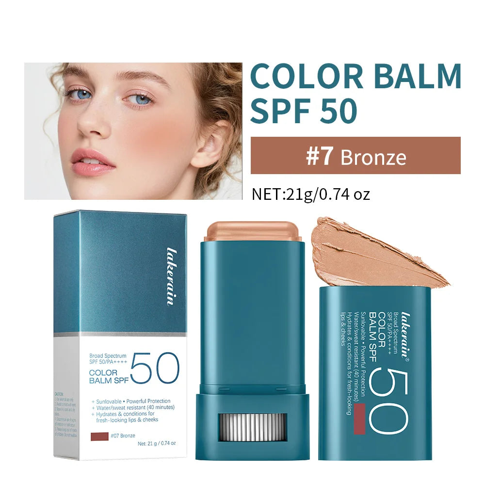 Hydrating SPF 50 Tinted Blush Balm Stick for Natural Sun Protection