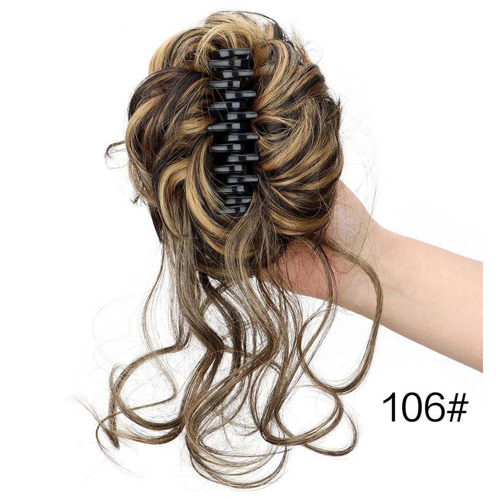Messy Curly Hair Bun Claw Clip Extension for Instant Voluminous Updo