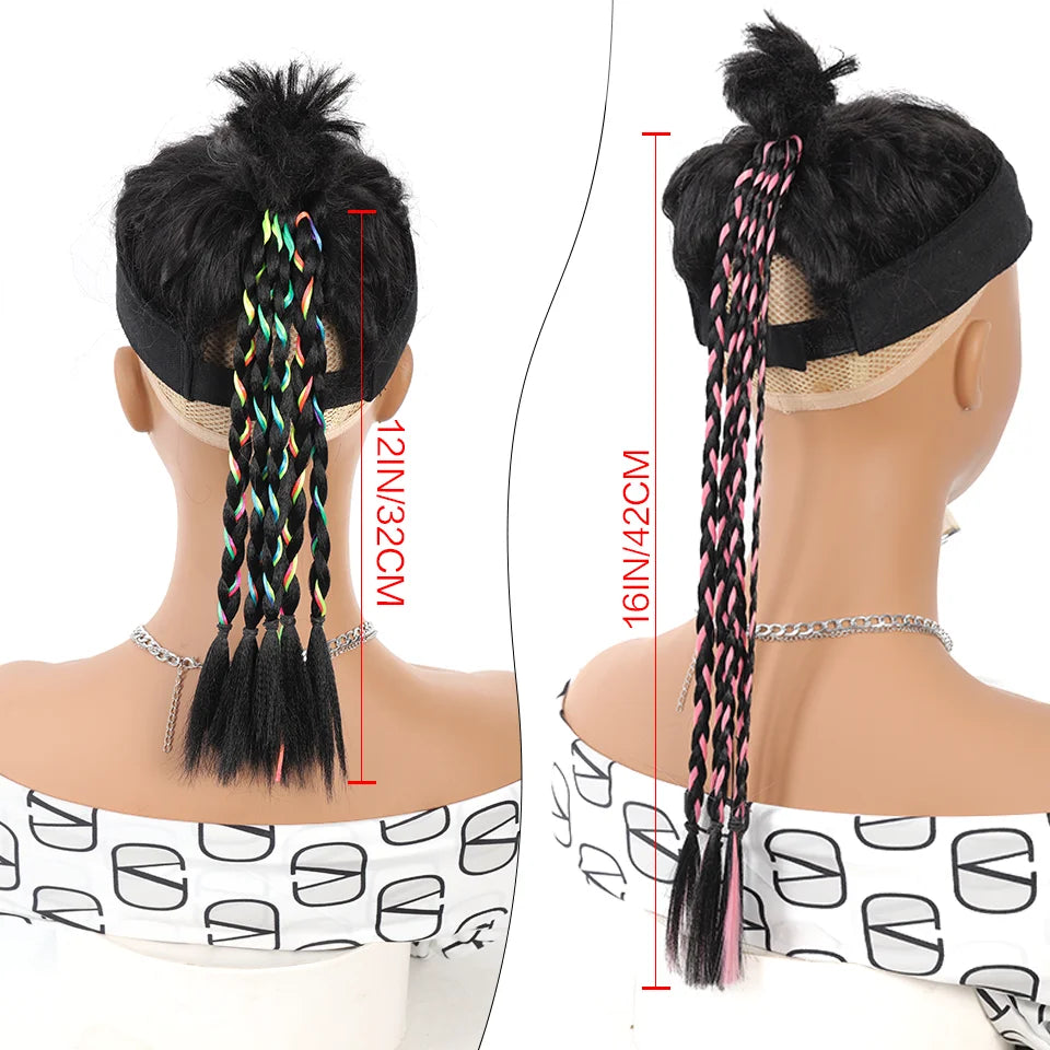Colorful Synthetic Braided Ponytail Extension for Parties and Events