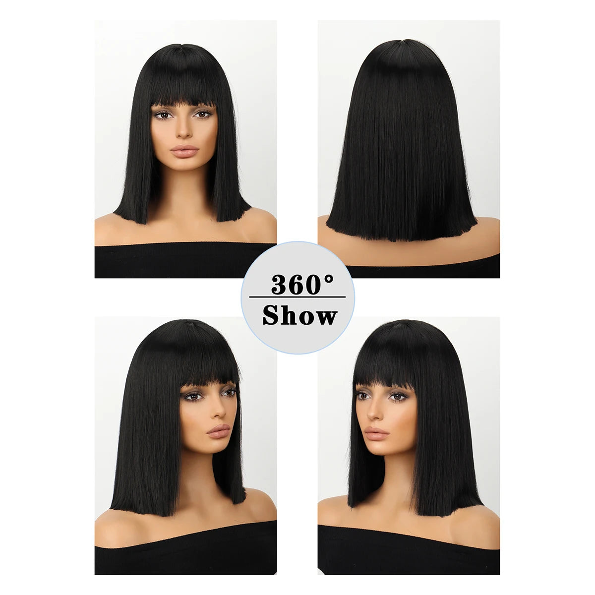 Short Straight Bob Wig with Bangs for Women
